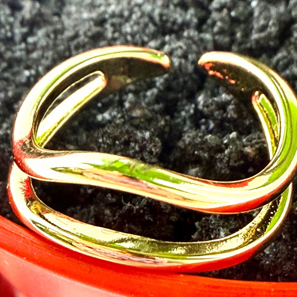 Gold-Plated Wavy Adjustable Ring